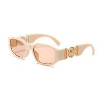 GSZCCZS Petites lunettes de soleil rectangulaires pour homme et femme - Lunettes de soleil carrées - Lunettes de soleil de voyage vintage rétro UV400, beige, Taille unique