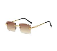 GSZCCZS Polygon Lunettes de soleil sans monture pour femme Style rétro Serpent Décoration Verres océan Transparent Lunettes de soleil pour homme Lunettes de soleil UV400 nuances, Thé, Taille unique