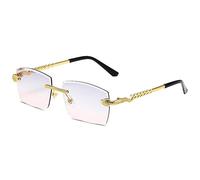 GSZCCZS Polygon Lunettes de soleil sans monture pour femme Style rétro Serpent Décoration Verres océan Transparent Lunettes de soleil pour homme Lunettes de soleil UV400 nuances, Gris/rose, Taille