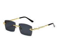 GSZCCZS Polygon Lunettes de soleil sans monture pour femme Style rétro Serpent Décoration Verres océan Transparent Lunettes de soleil pour homme Lunettes de soleil UV400 nuances, Noir , Taille unique