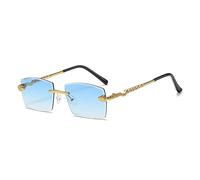 GSZCCZS Polygon Lunettes de soleil sans monture pour femme Style rétro Serpent Décoration Verres océan Transparent Lunettes de soleil pour homme Lunettes de soleil UV400 nuances, Bleu dégradé, Taille