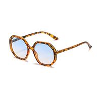 GSZCCZS Polygon Lunettes de soleil vintage pour femme Couleurs bonbon Lunettes de soleil pour homme UV400 dégradé, Bleu léopard, Taille unique