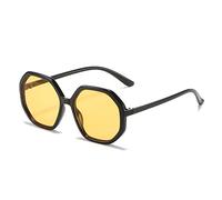 GSZCCZS Polygon Lunettes de soleil vintage pour femme Couleurs bonbon Lunettes de soleil pour homme UV400 dégradé, Noir/jaune, Taille unique