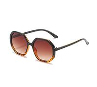 GSZCCZS Polygon Lunettes de soleil vintage pour femme Couleurs bonbon Lunettes de soleil pour homme UV400 dégradé, Thé léopard noir, Taille unique