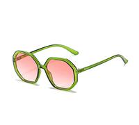 GSZCCZS Polygon Lunettes de soleil vintage pour femme Couleurs bonbon Lunettes de soleil pour homme UV400 dégradé, Vert transparent et rose, Taille unique