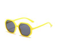 GSZCCZS Polygon Lunettes de soleil vintage pour femme Couleurs bonbon Lunettes de soleil pour homme UV400 dégradé, Jaune/gris., Taille unique