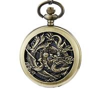 GSZCCZS Regarder de Poche mécanique Dragon Play Ball Steampunk Skeleton Hand-Wind Horloge Watch with Chain for Men Women Collection