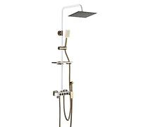 GSZCCZS Robinet de Douche à 4 Fonctions, kit de Garniture de Douche réglable avec Pomme de Douche à Main en Mode avec Support/Tuyau, Or Blanc