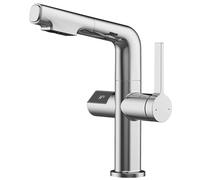 GSZCCZS Robinet de lavabo de Salle de Bain en Laiton avec Affichage de la température, Rotation à 2 Fonctions, Montage sur Pont, mitigeur Chaud et Froid, Gris