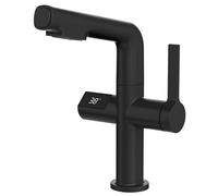 GSZCCZS Robinet de lavabo de Salle de Bain en Laiton avec Affichage de la température, Rotation à 2 Fonctions, Montage sur Pont, mitigeur Chaud et Froid, Gris