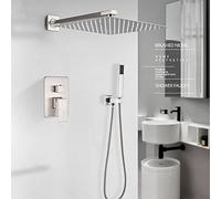 GSZCCZS Robinet de Salle de Bain Nickel Pain de Pluie Poinde de Douche de Douche Robinet Mural mélangeur de Bain monté Système de Douche de Salle de bain-16 Pouces C / 8 Pouces 2 Voies (12 Pouces 3)