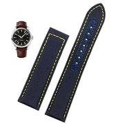 GSZCCZS Sangle de montre en toile de 19 mm 20 mm pour Omega New Seamaster 300 Speedmaster AT150 Cuir Nylon Watch Band Men Accessories Blue Black