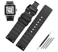 GSZCCZS Sangle de montres de 23 mm pour Santos Sandoz Santos 100 Battle de montre en silicone Hommes et femmes en caoutchouc noir