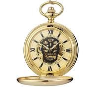 GSZCCZS Skull Hollow Mechanical Pocket Montre Une chaîne pendente Gol Squelette Veille à la Main