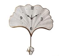 GSZCCZS Style Art Mur Horloge Feuille Forme silencieuse Mouvement de Quartz opéré des horloges murales décoratives Pendulum pour Salon/Maison Non tic