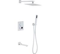 GSZCCZS Système de Douche Température Affichage du Robinet de Douche Ensemble de mixage de Douche dissimulé avec Douche à Main en Laiton et Pomme de Douche de 25 cm, Matt Black, Matt Black