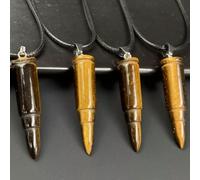 GSZCCZS Tiger's Eye Stone Bullet Forme Pendant le pendentif Collier en cristal cru