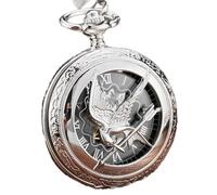 GSZCCZS Vintage Hollow Hunger Game Steampunk Mechanical Pocket Watch Chain Fashion Fashion Silver Watchs Clock Hand Wind