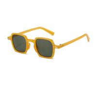 GSZCCZS Vintage Square Rivets Décoration Nuances UV400 Femmes Lunettes de Soleil Mode Clear Ocean Lens Hommes Tendance Lunettes de Soleil, Jaune Vert foncé, Taille unique