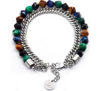 GT Collection | Bracelet pour hommes avec Perle à facettes des pierres d'énergie, avec fermeture en acier inoxydable et boîte cadeau