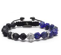 GT Collection | Bracelet tête de lion pour hommes avec pierres énergétiques, avec cordon réglable et boîte cadeau