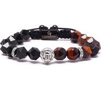 GT Collection | Bracelet tête de lion pour hommes avec pierres énergétiques, avec cordon réglable et boîte cadeau