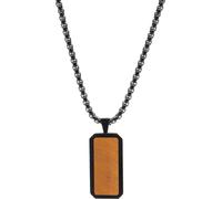 GT Collection | Collier pendentif rectangulaire hommes avec des pierres d'énergie, en acier inoxydable avec finition en or 18 carats, boîte cadeau