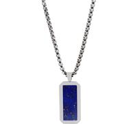 GT Collection | Collier pendentif rectangulaire hommes avec des pierres d'énergie, en acier inoxydable avec finition en or 18 carats, boîte cadeau