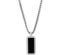 GT Collection | Collier pendentif rectangulaire hommes avec des pierres d'énergie, en acier inoxydable avec finition en or 18 carats, boîte cadeau