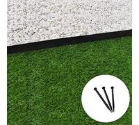 GT Garden Bordure de Jardin Droite Noire - 4,5 cm x 10 mètres avec 50 piquets d'ancrage