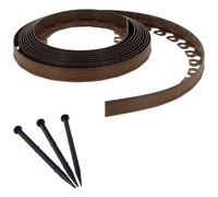 GT Garden Bordure de Jardin Flexible Marron - 3,8 cm x 10 mètres avec 20 piquets d'ancrage