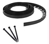 Bordure de jardin flexible noire - 3,8 cm x 10 mètres avec 20 piquets d'ancrage