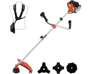 GT Garden - Débroussailleuse Thermique 52 cm³ 3 CV - Coupe Herbe, Ronces et Broussailles - Tête Fil Renforcée Recharge Facile + Lames - Harnais Inclus - Outil de Jardin Puissant et Polyvalent