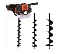 GT GARDEN - Tarière thermique 52 cm3 - 3 CV + lot de 3 mèches (80, 100 et 150 mm)