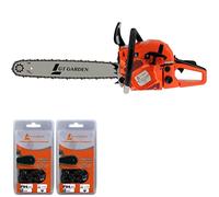 GT Garden Tronçonneuse thermique 62 cm3, 3.5 CV, guide 50 cm, 2 chaînes