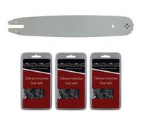 GT MARKET - Guide 30 cm (12 pouces) + lot de 3 chaînes 44 maillons - Compatible tronçonneuses STIHL MS 181 et 211