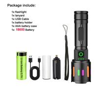 GT10A 18650 battery Lampes de poche LED rechargeables haute puissance, lampe de poche super lumineuse, lanterne injuste, torche de camping, utilisation extérieure et d'urgence ""Nipseyteko