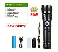 GT10B 18650 battery Lampes de poche LED rechargeables haute puissance, lampe de poche super lumineuse, lanterne injuste, torche de camping, utilisation extérieure et d'urgence ""Nipseyteko