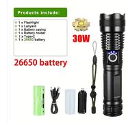 GT10B 26650 battery Lampes de poche LED rechargeables haute puissance, lampe de poche super lumineuse, lanterne injuste, torche de camping, utilisation extérieure et d'urgence ""Nipseyteko