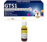 GT51 Bouteille d'encre de Rechange pour Réservoir d'encre pour HP 115 116 10 311 315 316 318 319 410 411 412 415 416 418 419 Imprimantes, 70 ML,Yellow-1 Pack