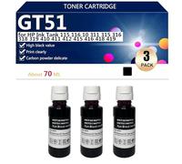 GT51 Bouteille d'encre Haute Capacité de Remplacement pour HP Réservoir d'encre 115 116 10 311 315 316 318 319 410 411 412 415 416 418 419 Imprimante, 70 ML,Black-3 Pack