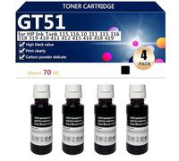 GT51 Bouteille d'encre Haute Capacité de Remplacement pour HP Réservoir d'encre 115 116 10 311 315 316 318 319 410 411 412 415 416 418 419 Imprimante, 70 ML,Black-4 Pack