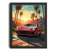 GTA Poster GTA Wall Art For Gaming Room GTA Print Red Sports Car Art Gamer Gift Poster A4 - Décoration murale inspirante et motivante pour la vie quotidienne Citation encourageante de phrases courtes