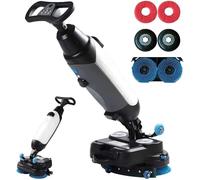 GTANND Autolaveuse électrique autoportée Professionnelle, Double Brosse, Largeur de Nettoyage de 43 cm, pour parquets, carrelages, terrazzo, sols PVC et marbre. White