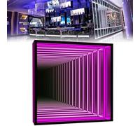 GTANND Lampe Miroir Tunnel avec télécommande, veilleuse Artistique en Forme de Miroir Infini Multicolore, Lampes murales à Suspendre en Miroir 3D, pour décoration de Chambre d'enfant Square-70cm