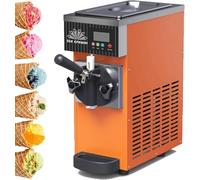 GTANND Machine à Glace Commerciale à Un Parfum, Machine à Glace Verticale, Machine à Glace Commerciale de comptoir à Une tête, débit de 4 à 5 kg/h, écran LCD. Orange