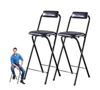 GTATBTG Lot de 2 tabourets de bar pliants pour petit déjeuner, chaise haute de bar rembourrée carrée de 60 à 75 cm avec dossier et repose-pieds, tabourets de bar hauts pour la maison, le bureau, la