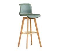 GTATBTG Tabouret de bar en bois avec dossier rembourré et siège rotatif à 360° - Chaise haute nordique rustique pour cuisine, salle à manger, café, comptoir - Jaune (71 cm)