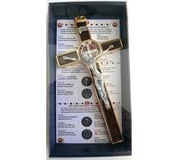 GTBITALY - 10.004.21 - Croix de Saint-Benoît émaillée avec boîte cadeau - Église, prêtre - 20 cm - Marron et doré