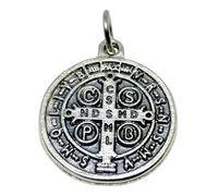 GTBITALY 60.048.30 Médaille de Saint Benoît argentée de 2 cm avec anneau pour exorcisme